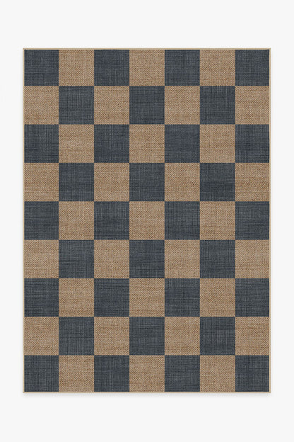 Checkerboard Soft Navy Re-Jute Rug | Home Decor | Kitchen + Metal