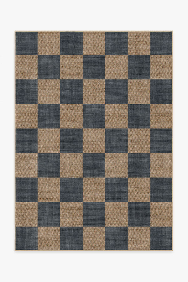 Checkerboard Soft Navy Re-Jute Rug | Home Decor | Kitchen + Metal