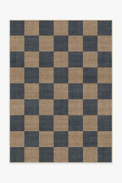 Checkerboard Soft Navy Re-Jute Rug | Home Decor | Kitchen + Metal