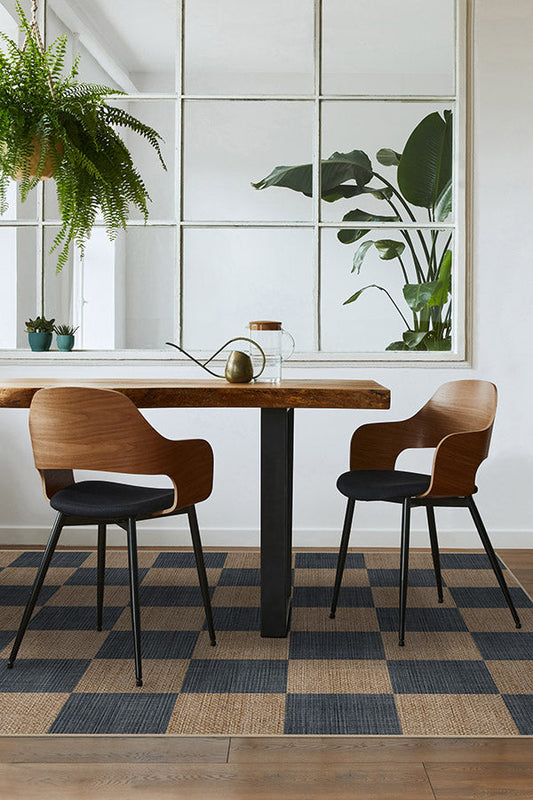 Checkerboard Soft Navy Re-Jute Rug | Home Decor | Kitchen + Metal