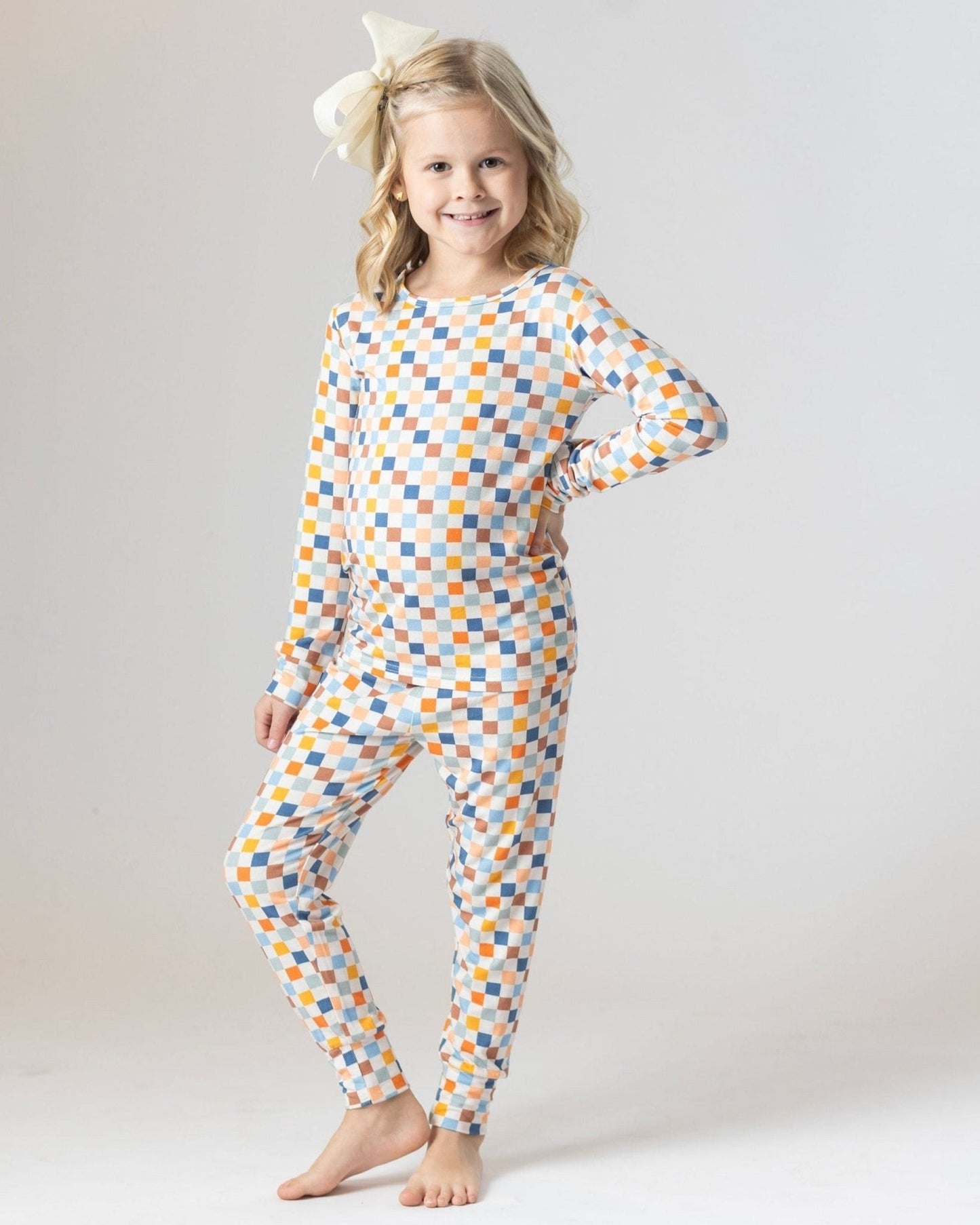 Checkered Bamboo Kids Pajamas