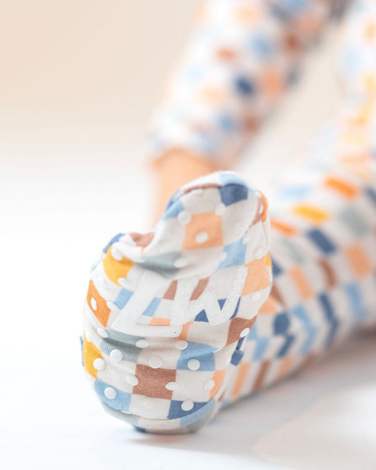 Checkered Bamboo Zipper Footie