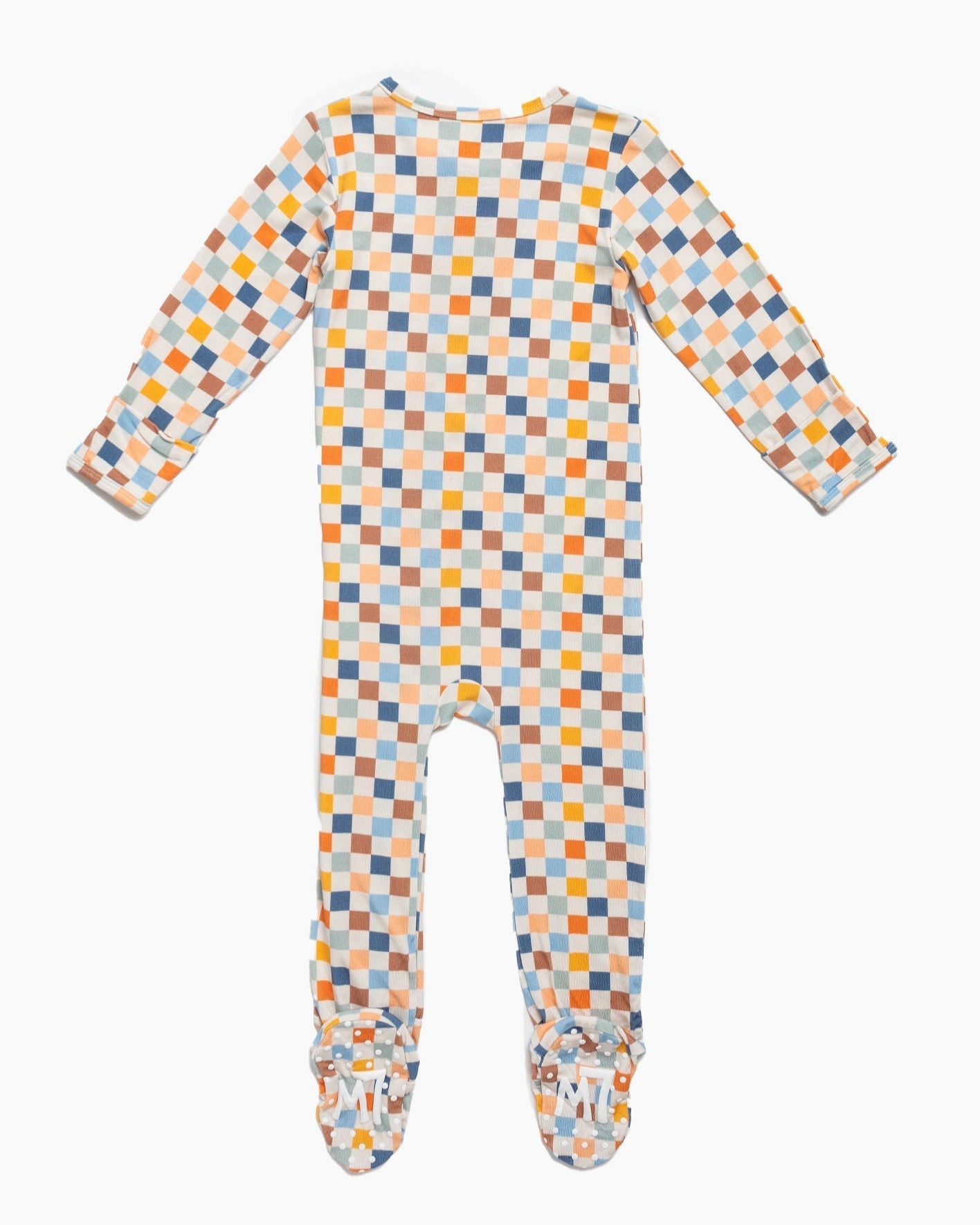 Checkered Bamboo Zipper Footie