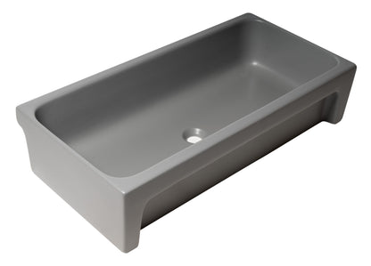 ALFI brand  AB36TRGM 36" Grey Matte Above Mount Fireclay Bathroom Trough Sink