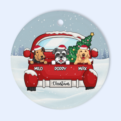 Christmas Personalized Ornament - Circle Ceramic Ornament - Christmas Gift for Dog Mom, Dog Dad, Dog Lovers, Pet Gifts for Him, Her