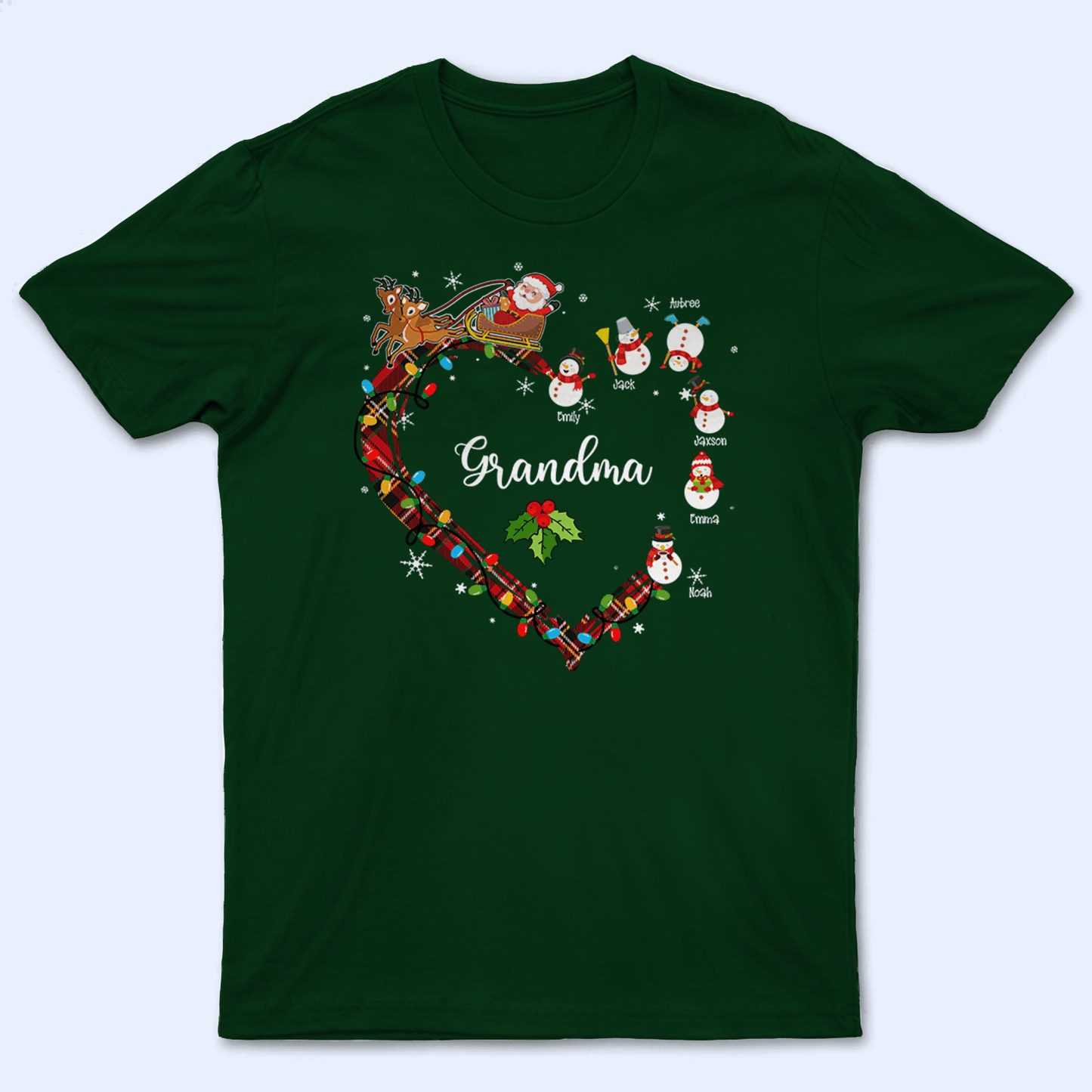 Christmas Heart Grandma Belongs To Snowman - Personalized Custom T Shirt - Christmas, Loving, Funny Gift for Grandma/Nana/Mimi, Mom, Wife, Grandparent