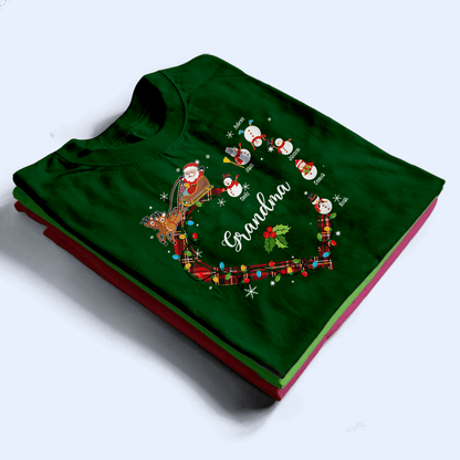 Christmas Heart Grandma Belongs To Snowman - Personalized Custom T Shirt - Christmas, Loving, Funny Gift for Grandma/Nana/Mimi, Mom, Wife, Grandparent