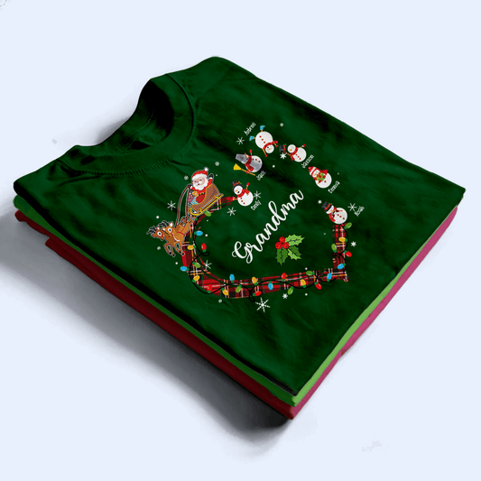 Christmas Heart Grandma Belongs To Snowman - Personalized Custom T Shirt - Christmas, Loving, Funny Gift for Grandma/Nana/Mimi, Mom, Wife, Grandparent