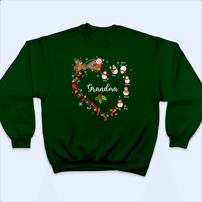 Christmas Heart Grandma Belongs To Snowman - Personalized Custom T Shirt - Christmas, Loving, Funny Gift for Grandma/Nana/Mimi, Mom, Wife, Grandparent