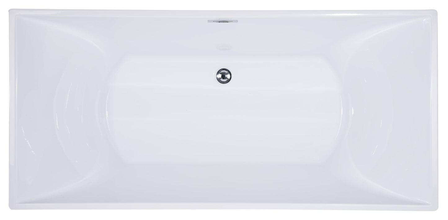 ALFI brand  AB8840 67 inch White Rectangular Acrylic Free Standing Soaking Bathtub