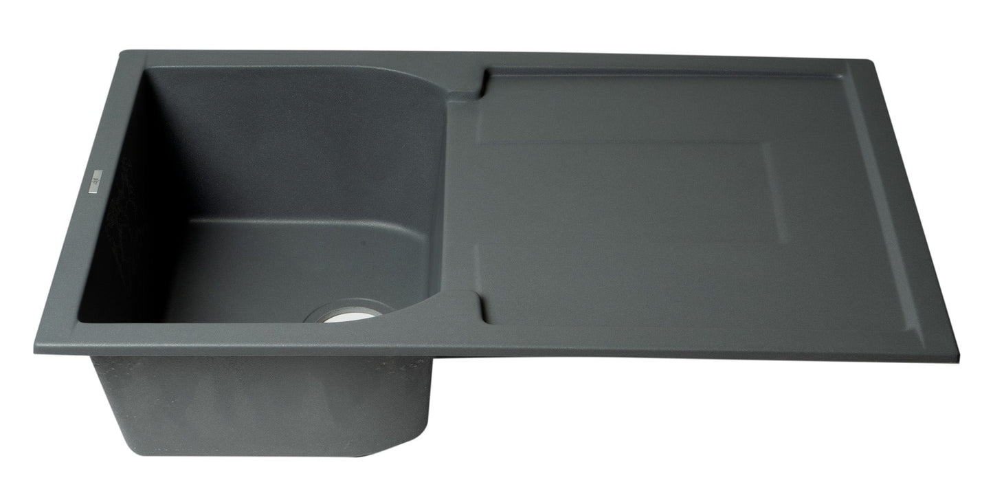 ALFI brand AB1620DI 34" Single Bowl Granite Composite Kitchen Sink with Drainboard