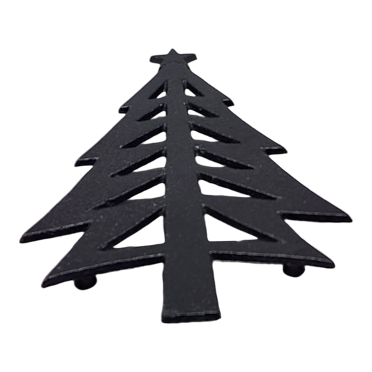 Cast Iron Matte Black Christmas Tree Trivet