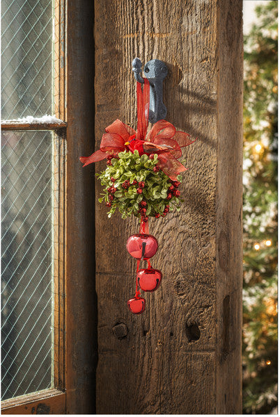 Cardinal Jingle Bell Door Hanger - Kissing Ball - Red
