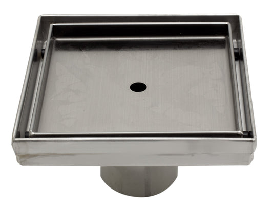 ALFI brand  ABSD55A 5" x 5" Modern Square Stainless Steel Shower Drain w/o Cover