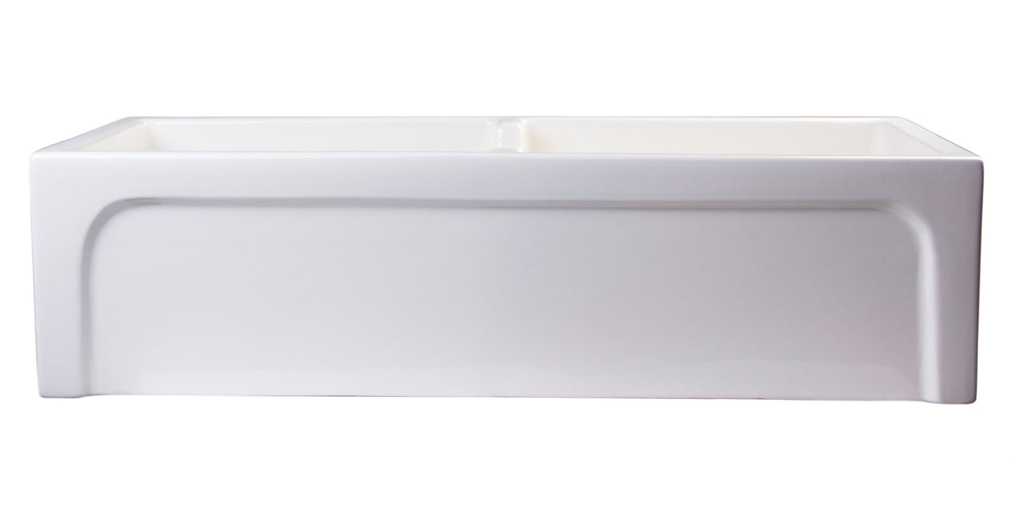 ALFI brand AB3918ARCH Arched Apron Thick Wall Fireclay Double Bowl Farm Sink