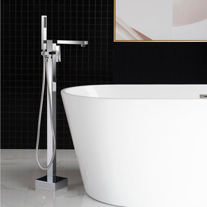 WOODBRIDGE F0003BN Contemporary Single Handle Floor Mount Freestanding Tub Filler Faucet with Hand shower