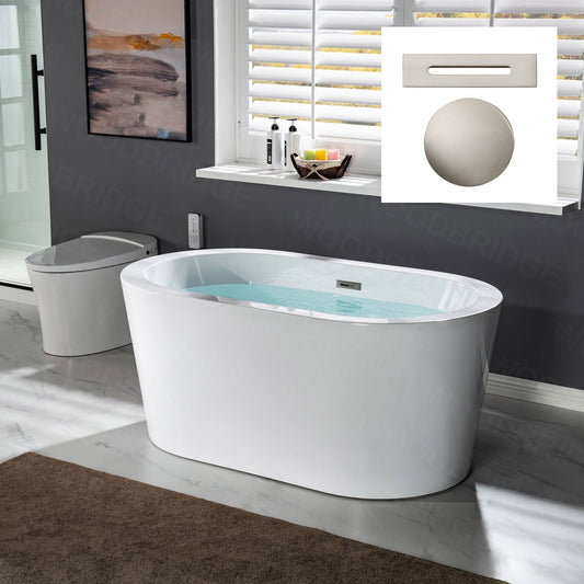 WOODBRIDGE BTA0088 56" Acrylic Freestanding Bathtub Contemporary Soaking Tub