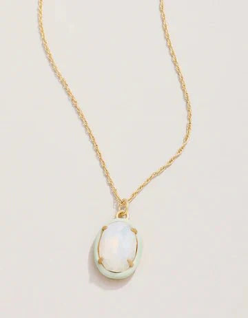 Clara Oval Necklace - 18" White Opal