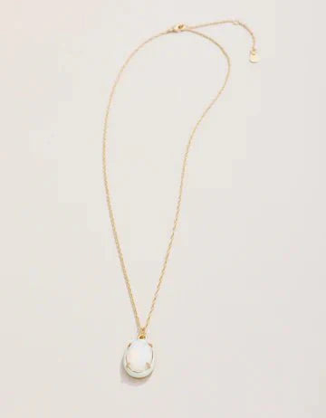 Clara Oval Necklace - 18" White Opal