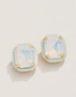Clara Window Stud Earrings - White Opal