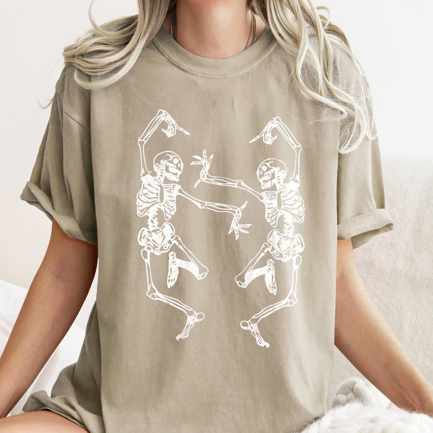 Dancing Skeletons Retro Halloween Comfort Colors Tshirt