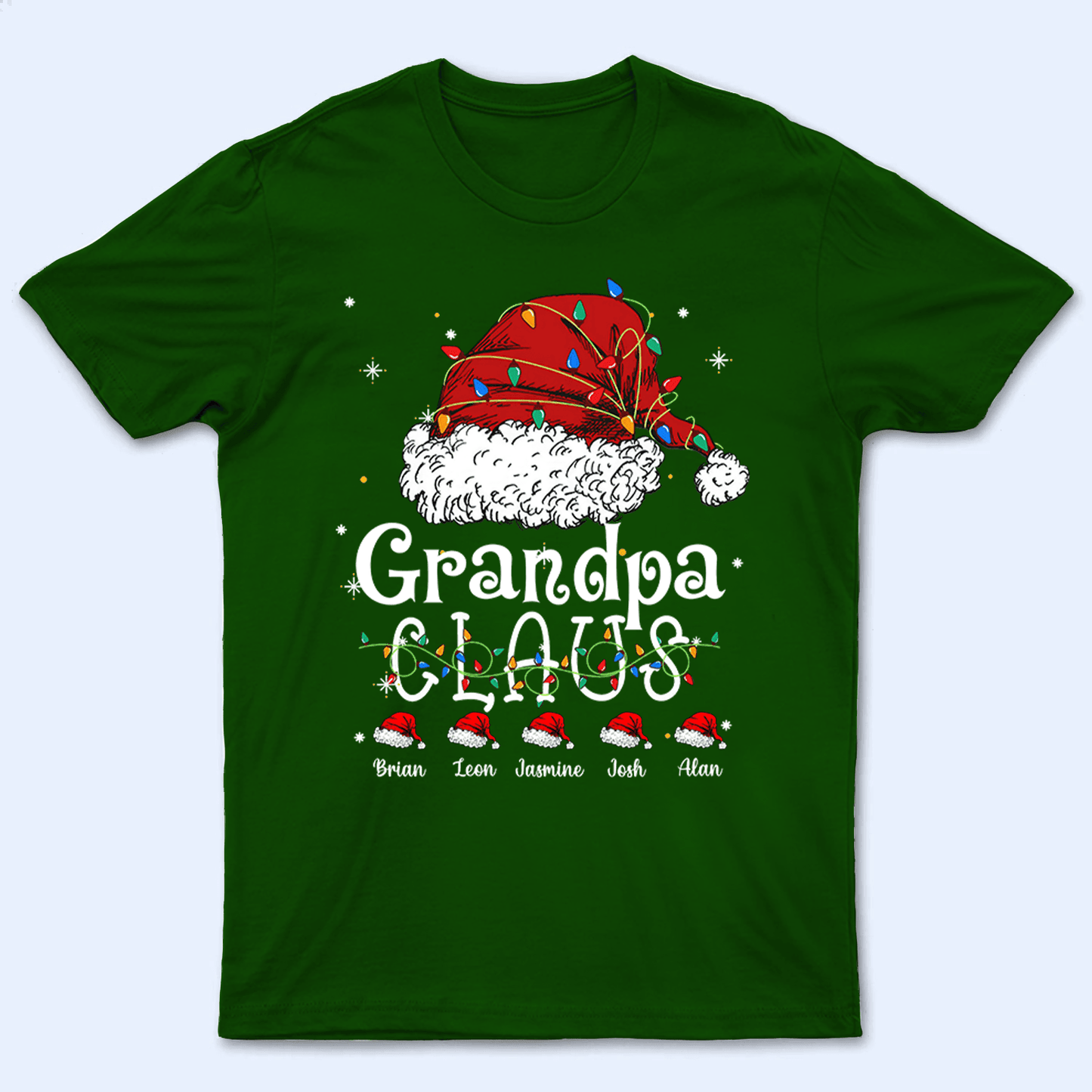 Up to 16 Kids - Claus Funny Family Christmas - Personalized Custom T Shirt - Birthday, Loving, Funny Gift for Grandpa/Granddad/Grandfather