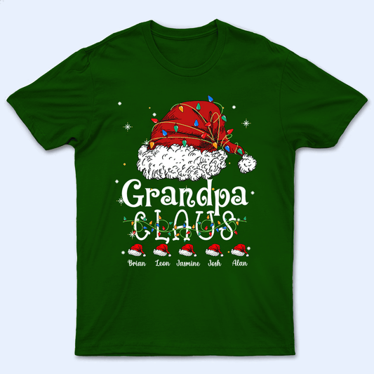 Up to 16 Kids - Claus Funny Family Christmas - Personalized Custom T Shirt - Birthday, Loving, Funny Gift for Grandpa/Granddad/Grandfather