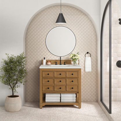 Malibu 36" Single Vanity Cabinet, Amber Birch