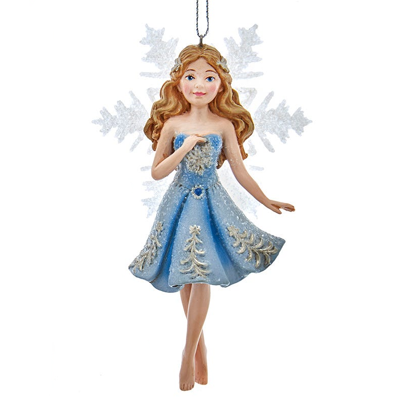 Blue Snowflake Fairy Ornament - Graceful Pose