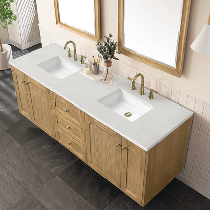 Laurent 72" Double Vanity Cabinet, Light Natural Oak