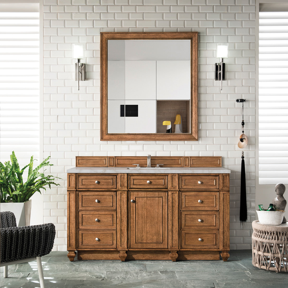 Bristol 60" Single Vanity Cabinet, Bright White