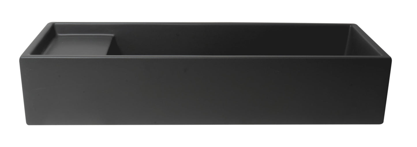 ALFI brand  AB39TRBM 39" Black Matte Above Mount Fireclay Bathroom Trough Sink