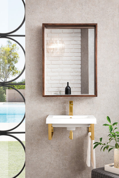 Two Boston 15.25" Wall Brackets, Radiant Gold w/ 20" White Glossy Composite Stone Top