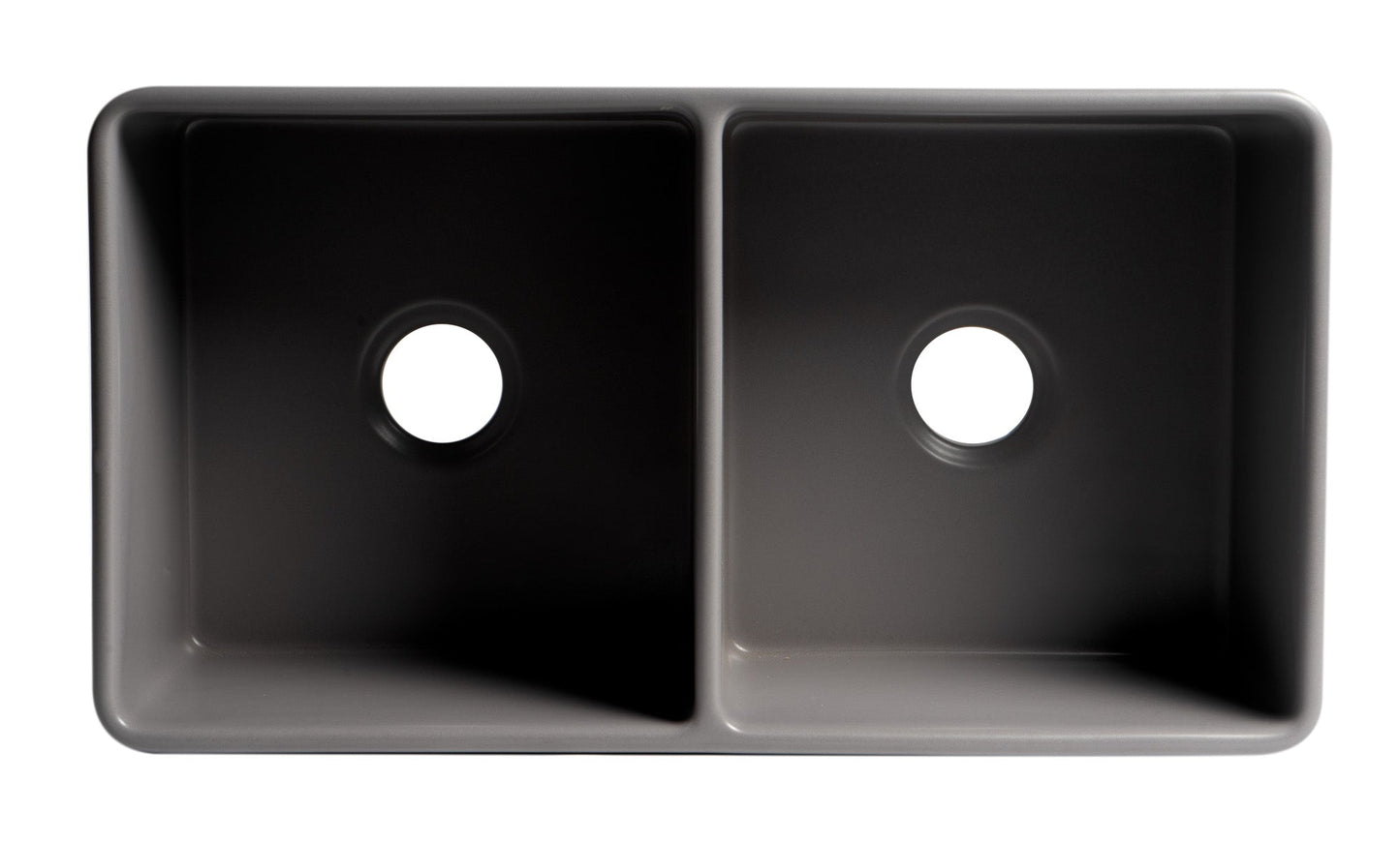 ALFI brand ABF3318D Smooth Apron 33" x 18" Double Bowl Fireclay Farm Sink
