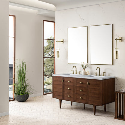 Amberly 60" Double Vanity Cabinet, Mid-Century Walnut