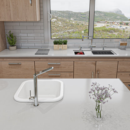 ALFI brand AB3418DBUM 33" Granite Composite Workstation Step Rim Double Bowl Undermount Sink with Accessories
