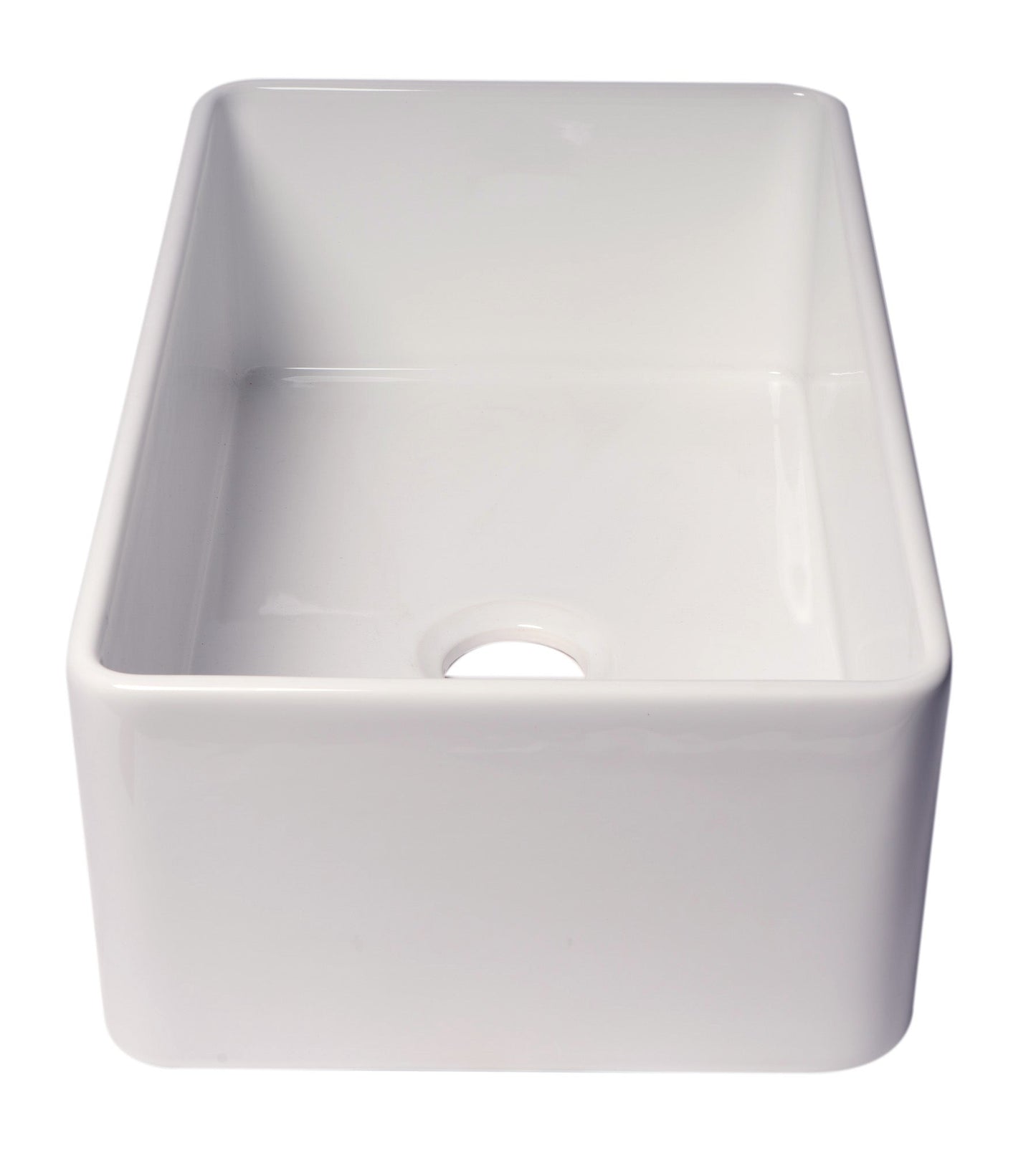 ALFI brand ABF3018 Smooth Apron 30" x 18" Single Bowl Fireclay Farm Sink
