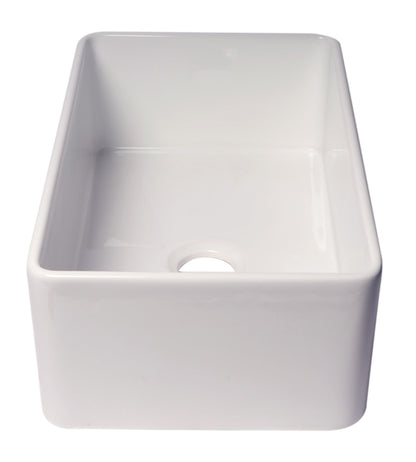 ALFI brand ABF3018 Smooth Apron 30" x 18" Single Bowl Fireclay Farm Sink