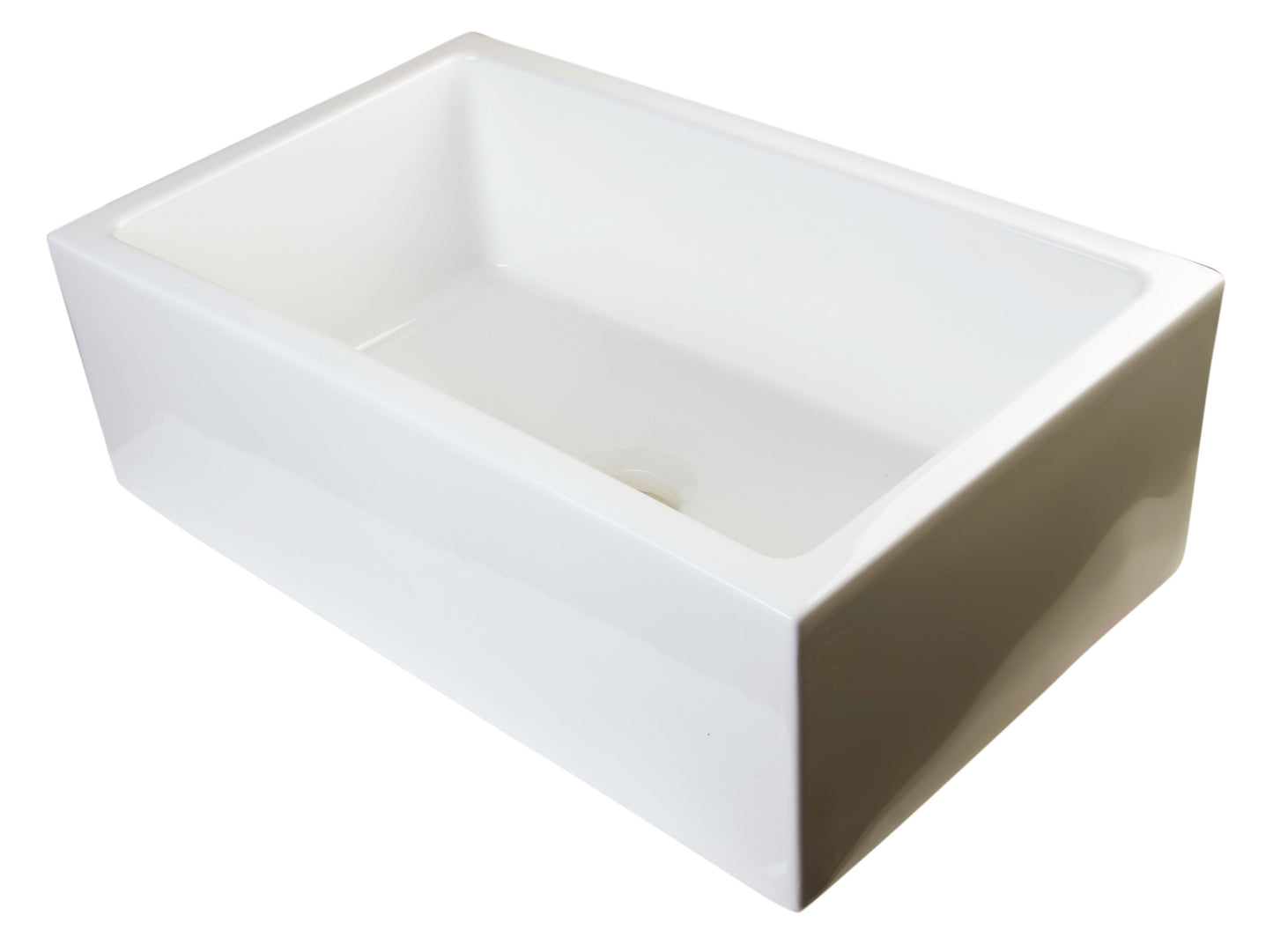 ALFI brand AB3018SB Smooth Apron Thick Wall Fireclay Single Bowl Farm Sink