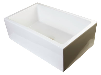 ALFI brand AB3018SB Smooth Apron Thick Wall Fireclay Single Bowl Farm Sink