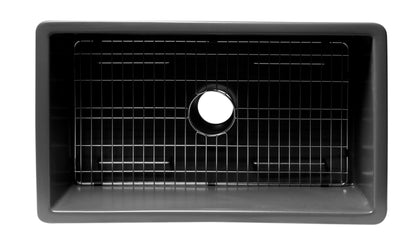ALFI brand ABF3219SUD 32" x 19" Fireclay Single Bowl Undermount / Drop In Kitchen Sink w Grid