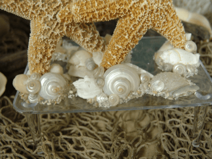 Coastal Beach Wedding Cake Topper- Sugar Starfish Bride and Groom