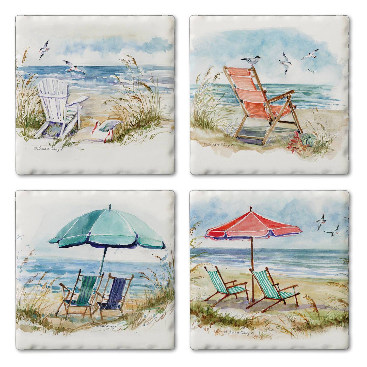 Coastal Moments 4 Pack Assorted Image Coaster Set