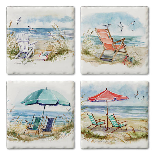 Coastal Moments 4 Pack Assorted Image Coaster Set