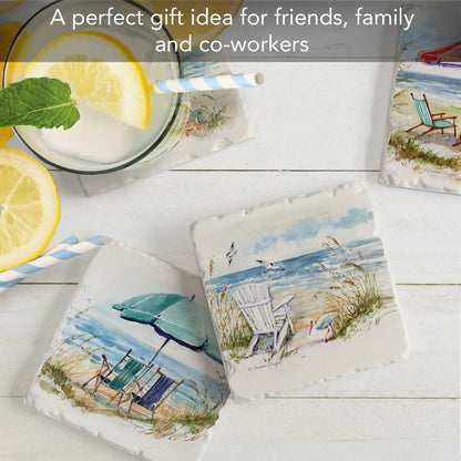 Coastal Moments 4 Pack Assorted Image Coaster Set