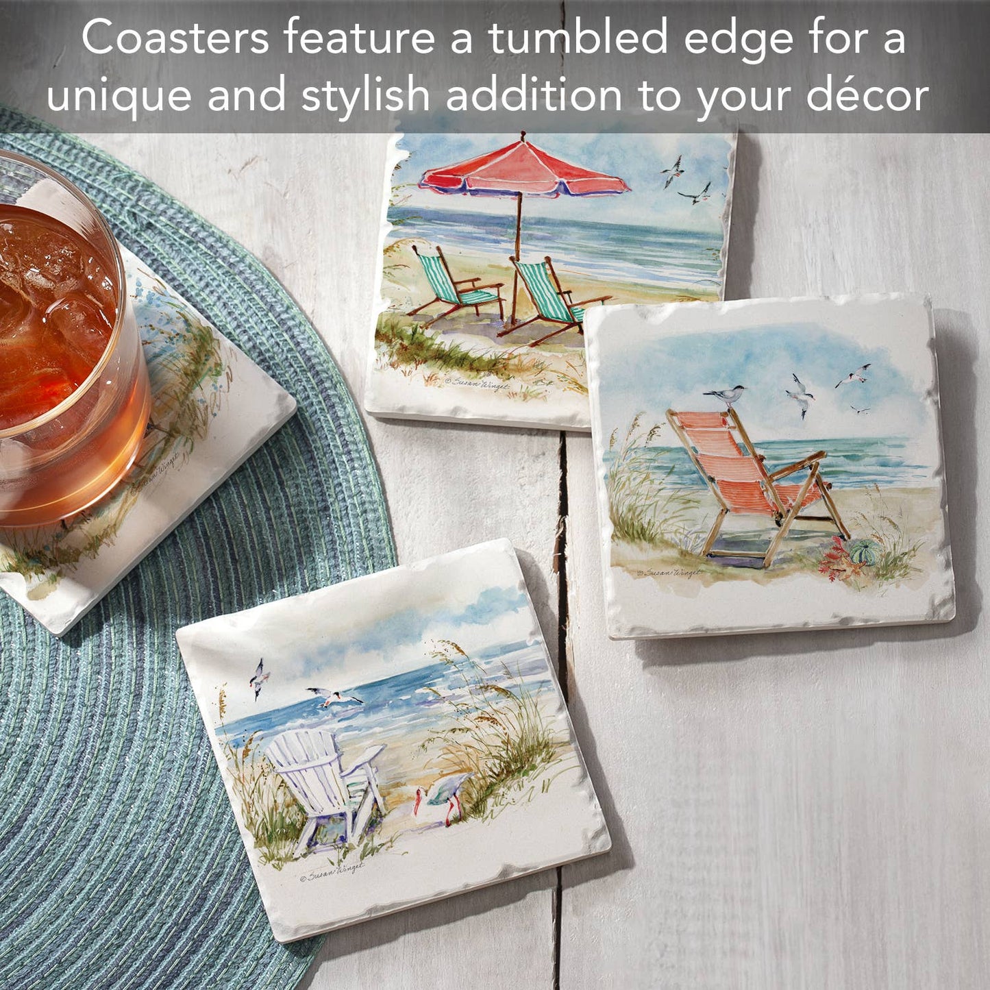 Coastal Moments 4 Pack Assorted Image Coaster Set