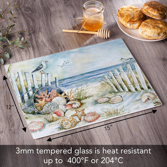 Coastal Sanctuary 3mm Tempered Glass Cutting Board