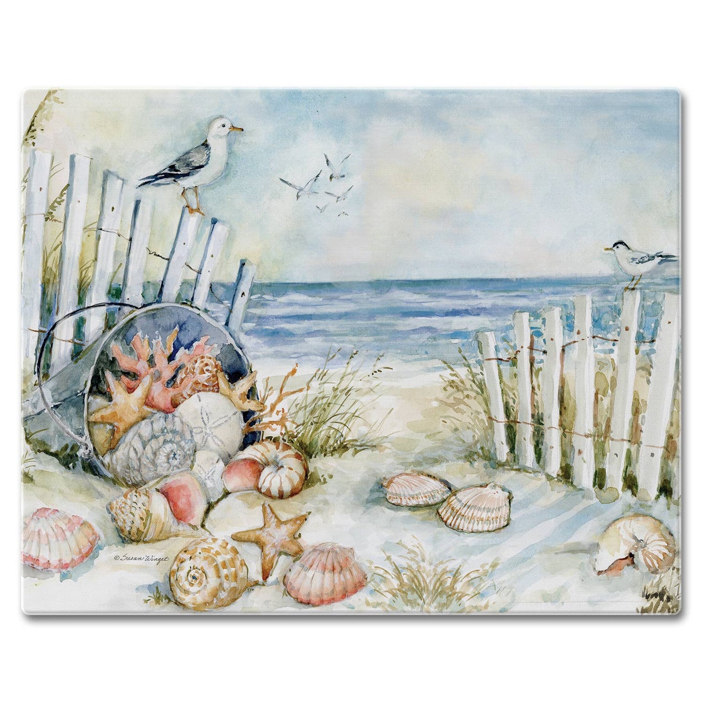 Coastal Sanctuary 3mm Tempered Glass Cutting Board