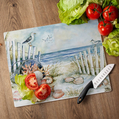 Coastal Sanctuary 3mm Tempered Glass Cutting Board