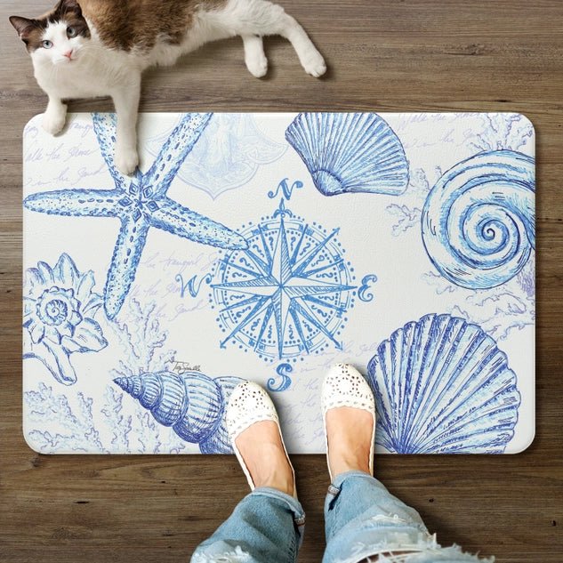 Coastal Sketch Decorative Anti-Fatigue Comfort Floor Mat 30" x 20"